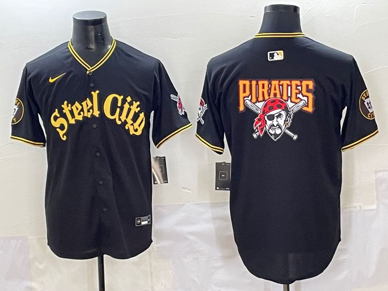 Men 2025 Pittsburgh Pirates Blank Black Game Nike MLB Jersey style 7154
